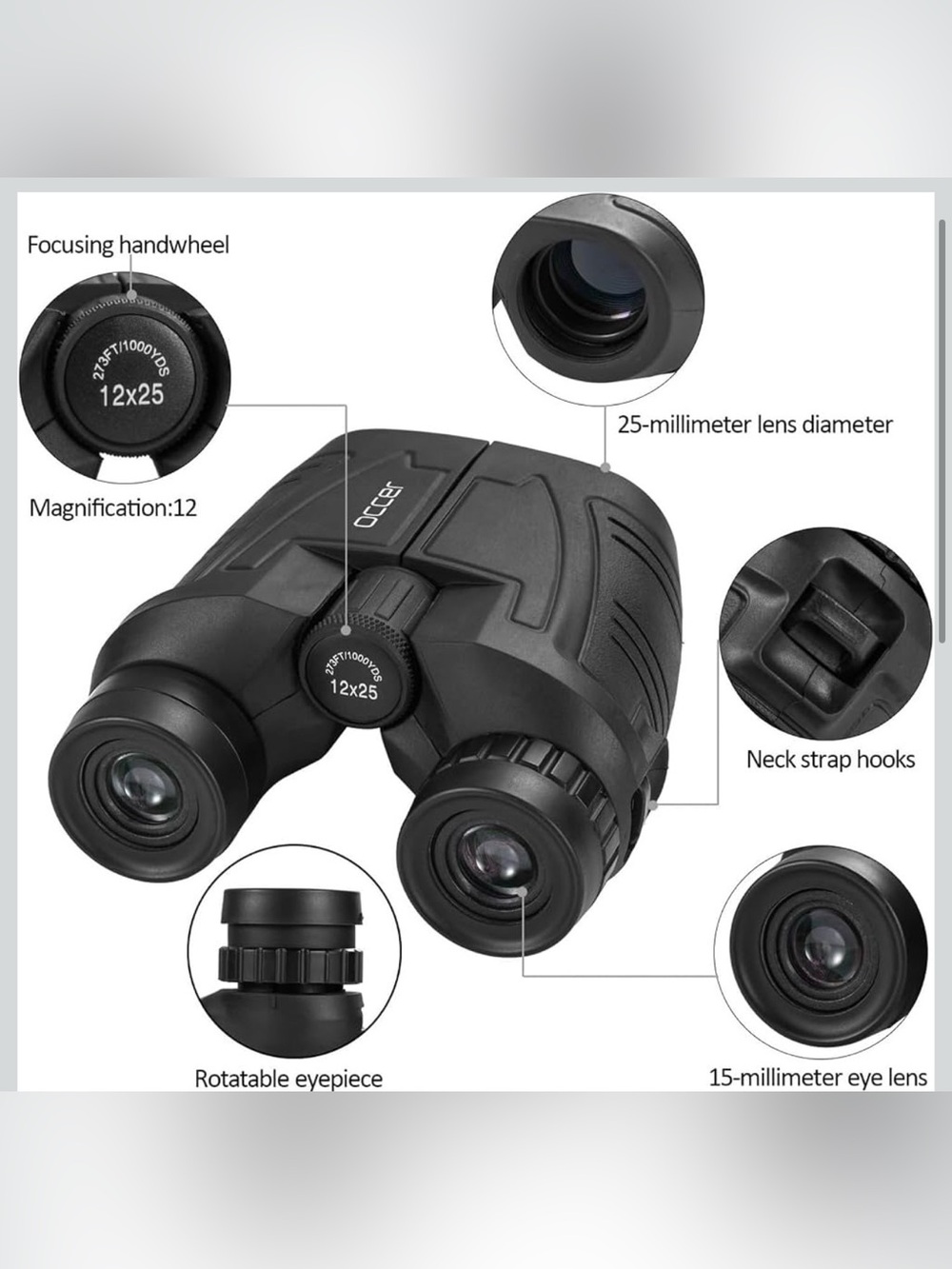 Occer Compact Binoculars - Picture 2 of 10